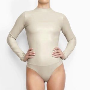 SKIMS faux leather mockneck bodysuit